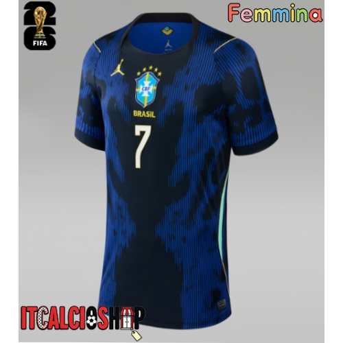 Brasile Vinicius Junior #7 Seconda Maglia Femmina Mondiali 2026 Manica Corta